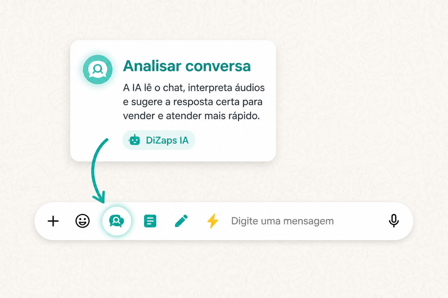 Botão Analisar conversa — DiZaps IA